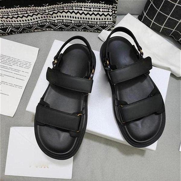

2021 luxurious designers sandals effortlessly stylish slides 2 straps with adjusted gold buckles women summer calfskin sandal woma276z, Black