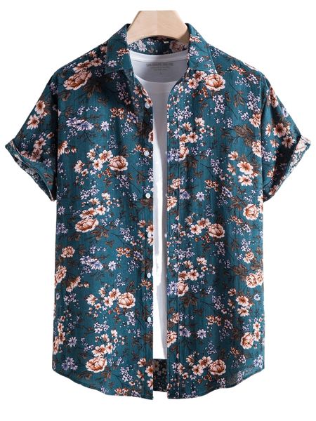 

men random floral print shirt without tee i64q#, White;black