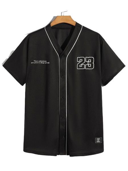 

men slogan graphic contrast piping shirt t5yu#, White;black
