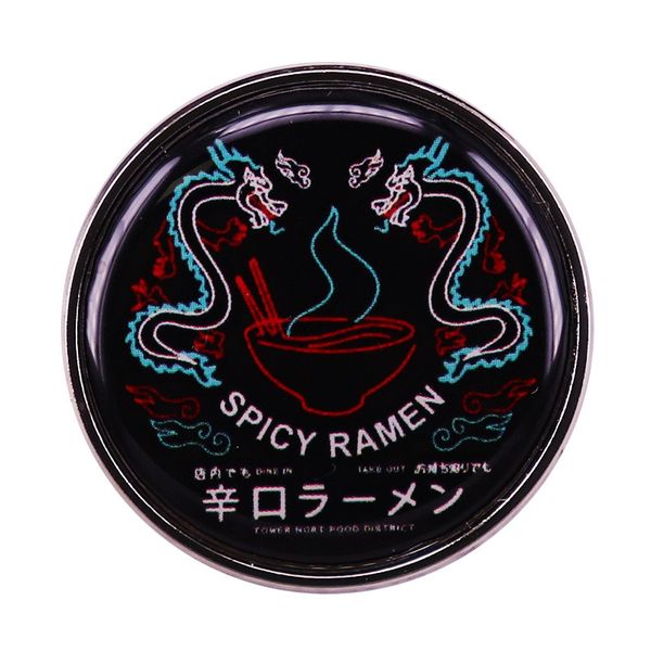

spicy dragon ramen japan food sign badge brooch pins for backpacks, Blue