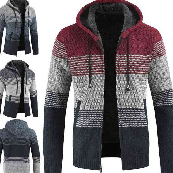 Men New Warm Hot Selling Promoção de Streetwear Top Coats Capuzes Capuz de malha Cardigan Drop Ship Fashion Jacket Plus Size 3xl L220704