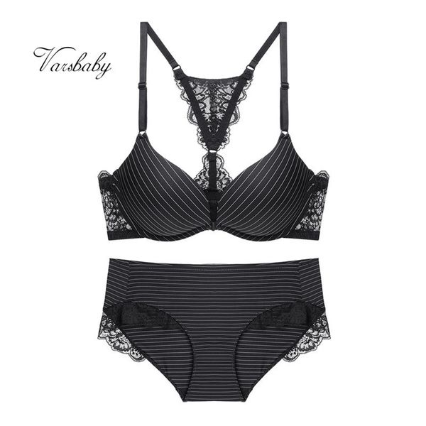 Varsbaby Sexy Front Firlure Fechamento Push Up Lingerie Lidred Lace Rouphe Bra and Panties T200602