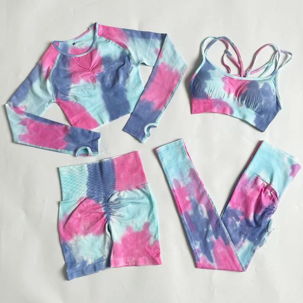 

yoga outfit women's sportswear seamless set workout clothes wear sports gym clothing fitness legging bra crop long sleeve
