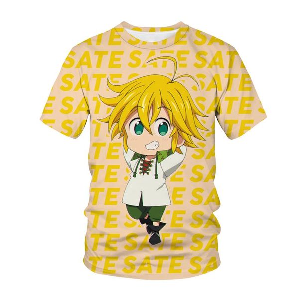 T-shirt da uomo 2022 Seven Deadly Sins T-shirt con stampa 3D Anime Nanatsu No Taizai Streetwear Moda unisex Pullover Harajuku Hip Hop Tee maschile