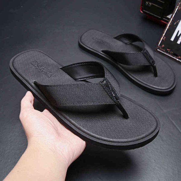 

herringbone slipper men's summer fashion wear out trend korean personalized outdoor anti-skid beach sandals, Black