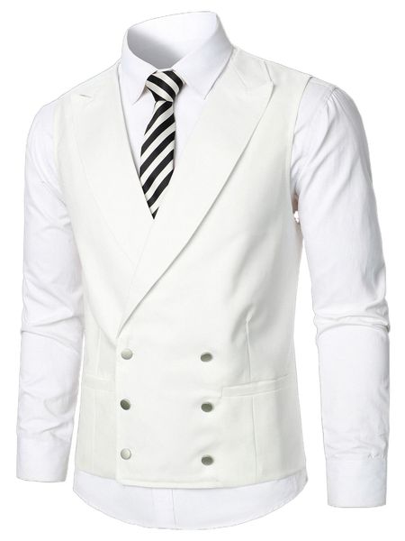 

men double breasted lapel collar waistcoat without shirt k5ri#, White;black