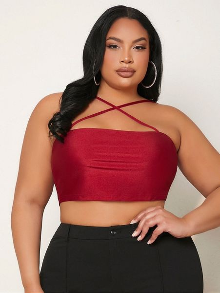 

sxy plus crisscross cami g7ug#, Black