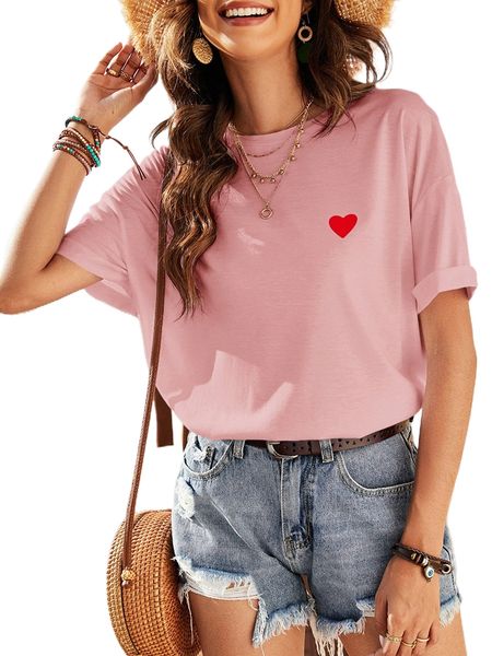 

h.eart print d.rop s.houlder tee f3xn#, White