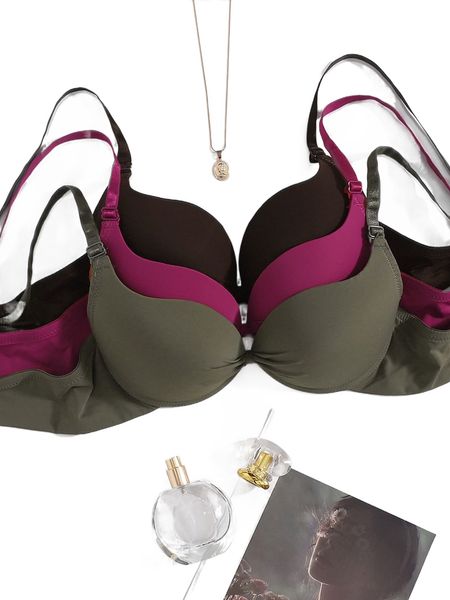 

3pack solid underwire bra d6ha#, Black;red
