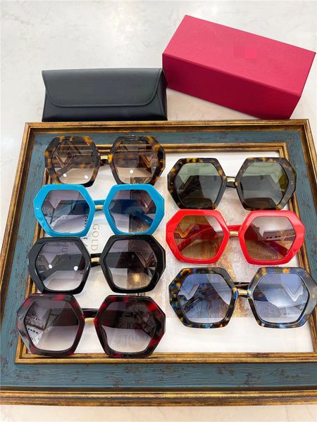 

new designer sunglasses va sunglass ins net red same plate large frame thin face va4053 hexagonal women, White;black