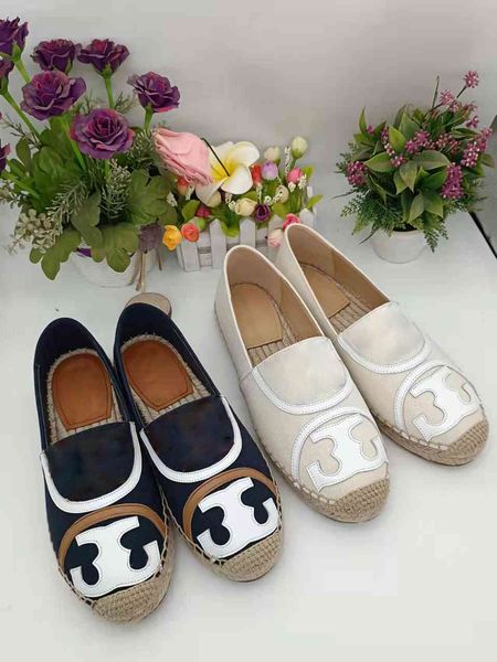 

2022 famous brand summer canvas casual shoes women's designer hemp rope breathable loafers for girl paris classic luxury ladies slip-on, Black