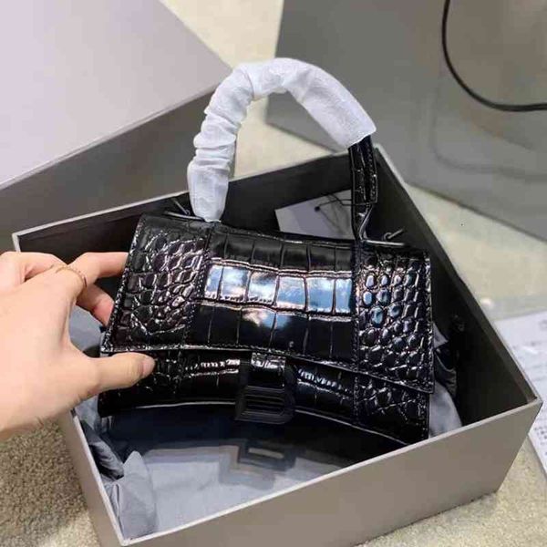 

designer balencaigass handbags mini cute b family high version women's bags versatile crocodile hourglass leather one messenger