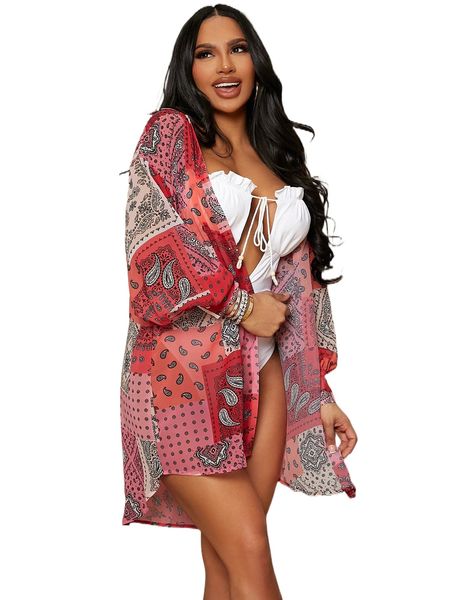 

sxy paisley print bishop sleeve blouse w8kq#, White