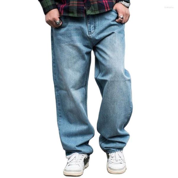 Jeans masculinos Men solto Skate Hip Hop Skate Baggy Pants Denim Ad Rap Plus Size 42 44 46Men's Drak22