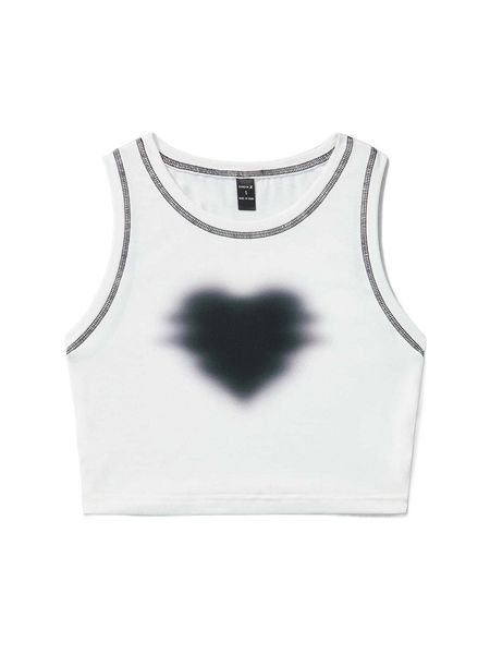 

x yiwd heart print stitching tank 87p2#, White