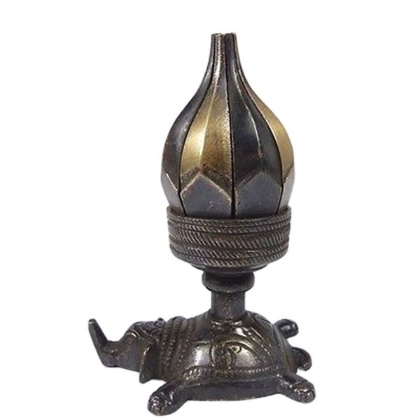 

asian chinese hand work vintage copper lotus shaped candlesticks, Black