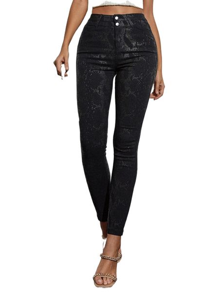 

apperloth a snakeskin print high waist pants q6pz#, Black;white