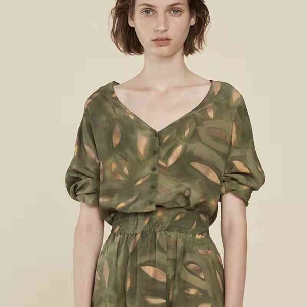 

women's blouses & shirts summer arrival woman green multi coulour v-neck silk shirt loose fit drop nfvy, White