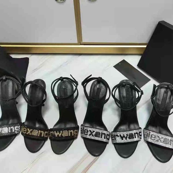 

sliers gaoding spring and summer retro letters high heels one line buckle round head thin heel sandals women's, Black