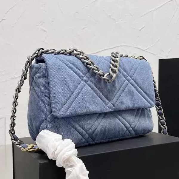 

tz 26cm ladies mini flap crossbody designer bags bule cowboy classic handbags multi-color metal chain diamond quilting shoulder bag handbag