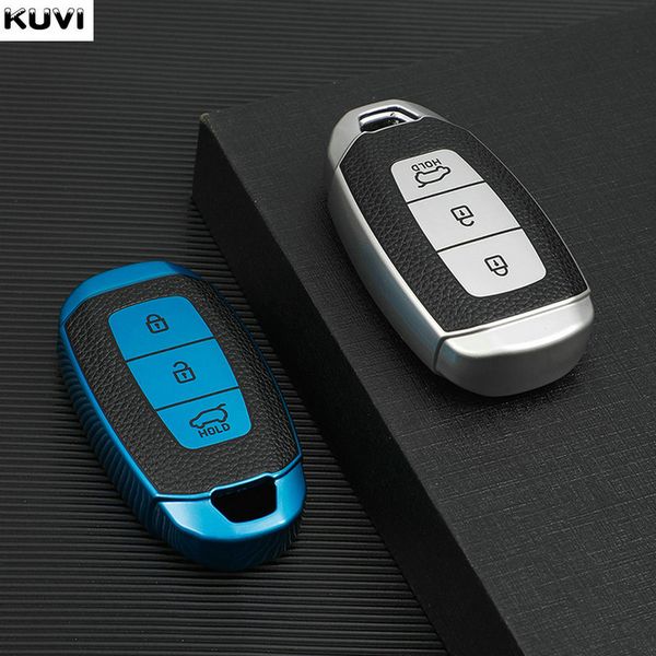 

leather tpu car remote key case cover for hyundai i30 ix25 elantra kona solaris azera grandeur ig tm accent santa fe palisade