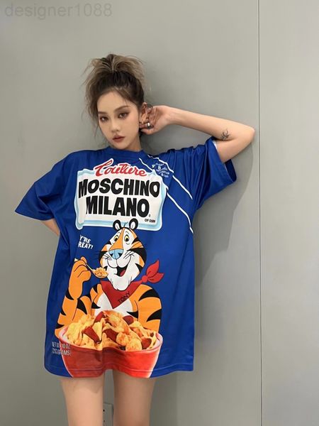 

women's t-shirt designer chaopai 22 spring and summer new loose round neck cartoon tiger casual t-shirt cute fashionable vhxr, White