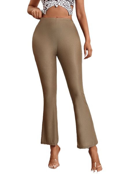 

metallic flare leg pants p9zb#, Black;white