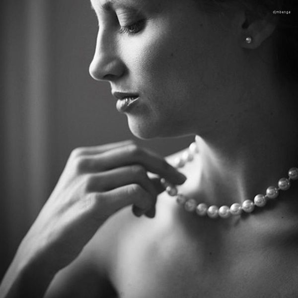 SJLO-8 INS stile semplice imitazione collana girocollo perla per gioielli moda donna catena da damigella d'onore girocolli all'ingrosso