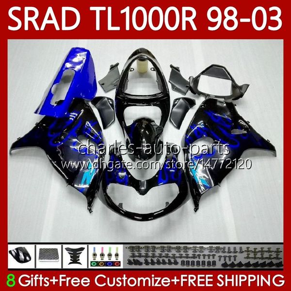 OEM-Karosserie für Suzuki SRAD TL1000R TL-1000 TL 1000 R 98-03 Körper 118no.9 TL-1000R TL1000 R 98 99 00 01 02 03 TL 1000R 1998 1999 2000 2001 2002 Abzugskit Hot Blue Blue Flames