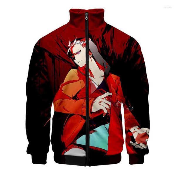 Giacche da uomo Moda Giacca Hamatora stampata in 3D Anime Uomo Donna Primavera Autunno Cappotto con zip Harajuku Cardigan Stand Collar JacketMen