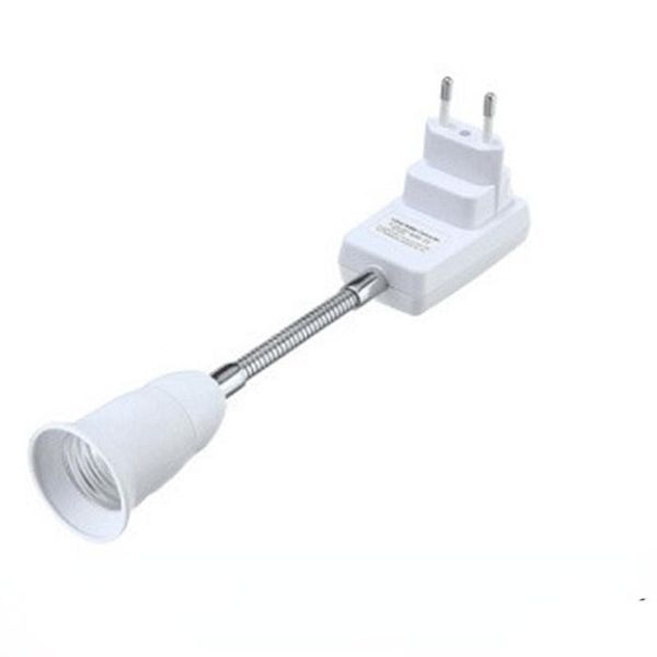 Lampenfassungen auf EU-Stecker-Adapter, PBT-Gehäuse, 20 cm, weicher Schlauch, flexible Verlängerung, LED-Sockel, Wandlampenhalter, Schraubbuch-Sockellampe