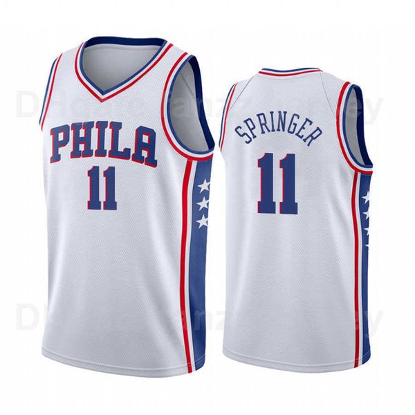 Maglie da basket uomini per bambini donne stampate Jaden Springer Jersey 11 Andre Drummond 76 Tre Mann Blue Bianco rosso bianco Team Grey Grey Pure traspirabile