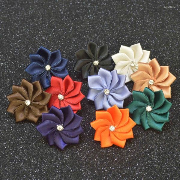 Pins Broschen Mode Männer Brosche Blume Anstecknadel Anzug Boutonniere Stoff 10 farben Button Stick Schmetterling Strass Für Hochzeit Roya22