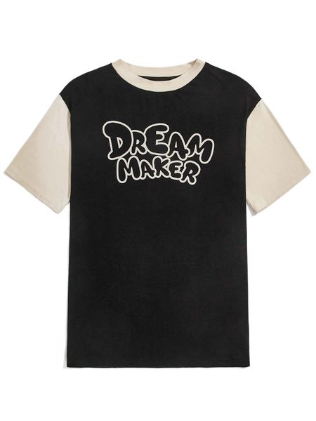 

men letter graphic colorblock tee a3ge#, White;black