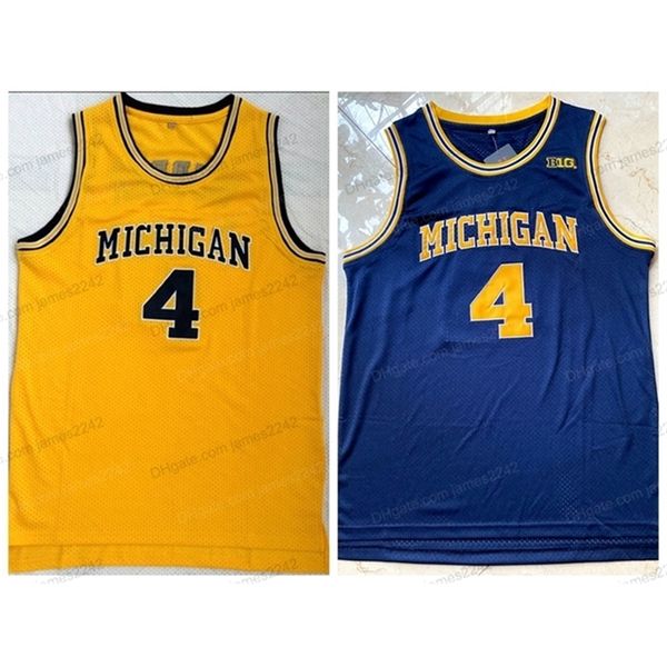 Никивип Крис Уэббер 4 Мичиганский колледж баскетбол майки мужской сшитый темно-синий желтый размер S-XXL