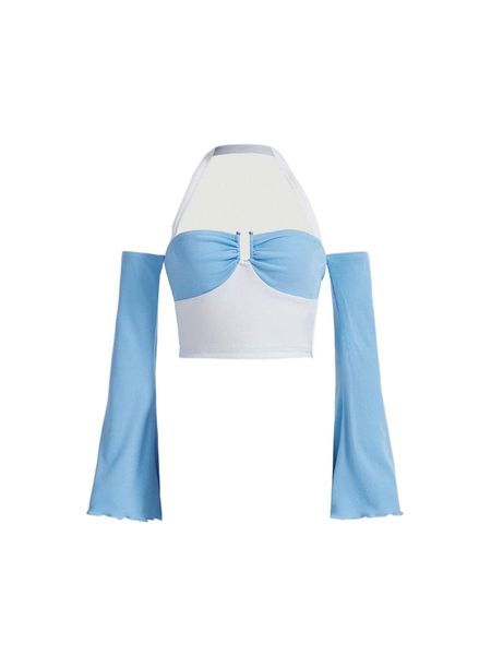 

mod two tone u-ring detail tie back crop tee j0oy#, White