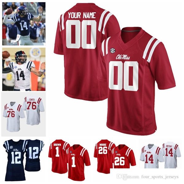 Ncaa Ole Miss Rebels College Football Maglie Dk Metcalf Jersey Scottie Phillips Isaiah Woullard Laquon Treadwell Chad Kelly Maglie