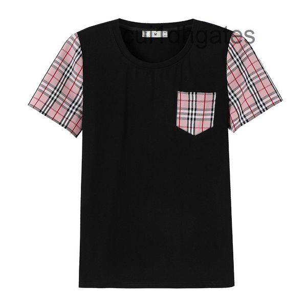 

2022 designer b br t shirt [no refund, no change at special price]large short sleeve t-shirt women's summer fashion plaid stitching 620, White