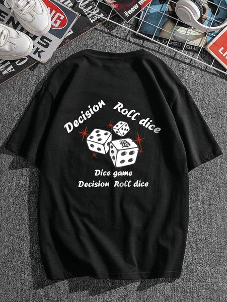 

men dice & letter graphic tee 145p#, White;black