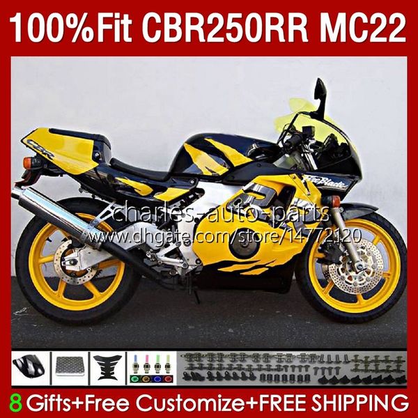 Einspritzverkleidungen für HONDA CBR250RR Gelb Schwarz 1990 1991 1992 1995 1996 1997 1998 1999 131No.95 MC22 CBR250 CBR 250RR 250 RR CC 250CC 90 91 92 93 94 95 96 97 98 99 Karosserie