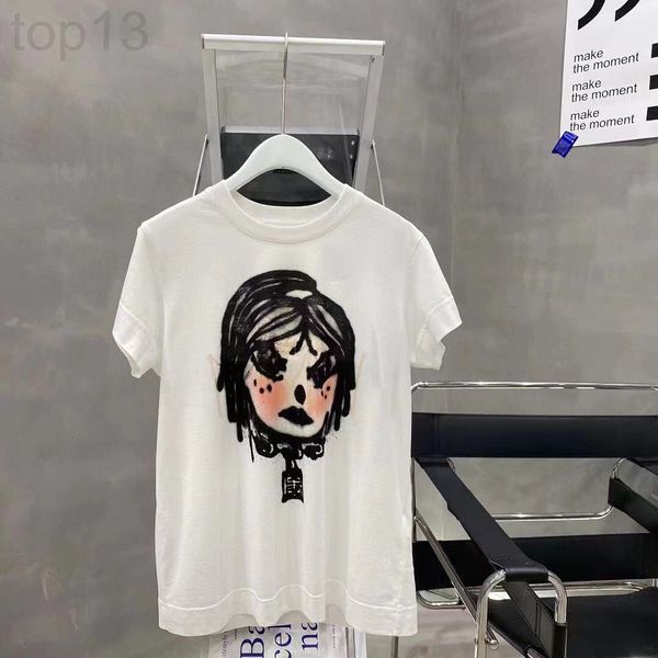 

women's t-shirt designer chaopai 22 early spring new chest doll graffiti series printed short sleeve round neck t-shirt women's ca, White