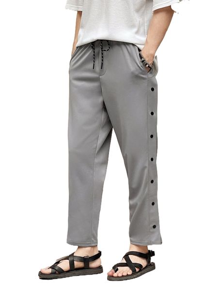 

men press buttoned side sweatpants k7cy#, Black