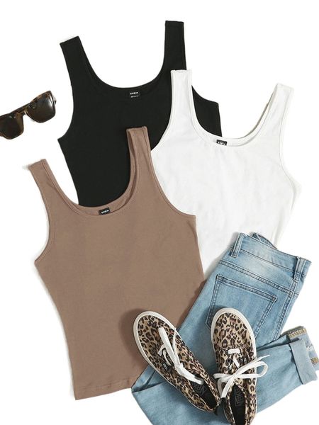 

3pcs solid tank 56tb#, White