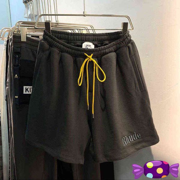 

2022ss embroidery vintage shorts loose drawstring rhude men, White;black