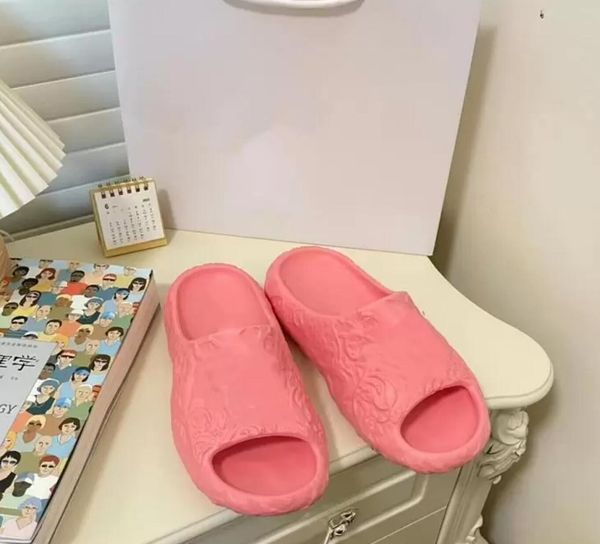 

men women leisure slippers beach shoes designer rubber slipper couples flat bottom sandals classic printing summer outdoor sandals, Black