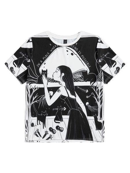 

x elenig slogan & figure graphic tee j4ss#, White