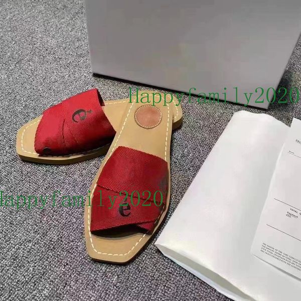 

aw 2021 branded women woody mules fflat slipper deisgner lady lettering fabric outdoor leather sole slide sandal, Black