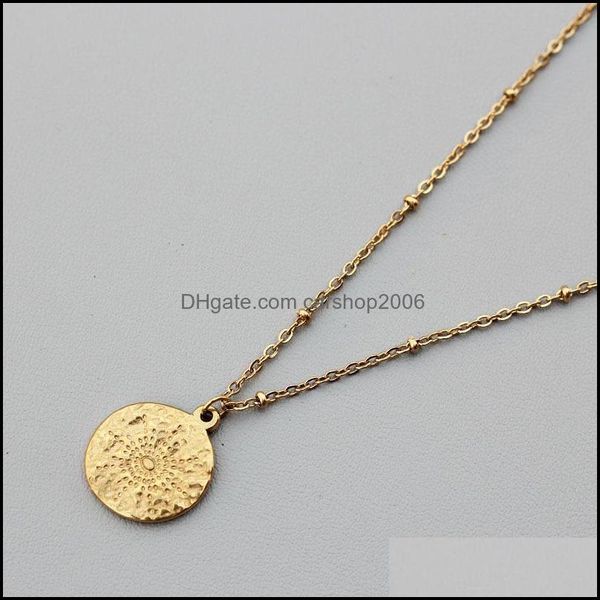 

pendant necklaces pendants jewelry carved gold coin necklace for women girls men stainless steel simple dhzmb, Silver