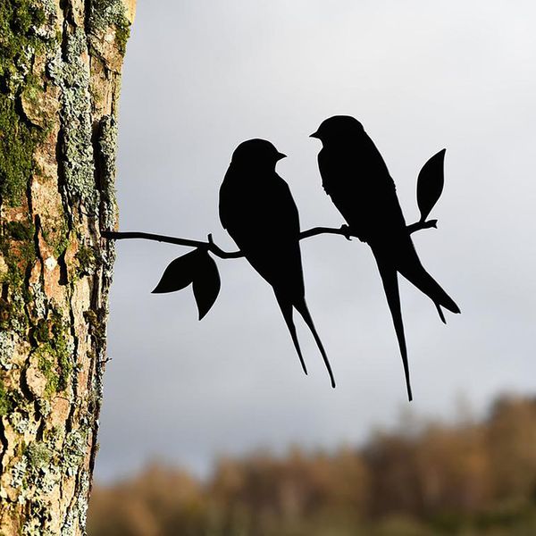 Hummingbird Tree Metal Art and Yard Garden Decoration Love Birds Outdoor Bird Sign Decor 220721