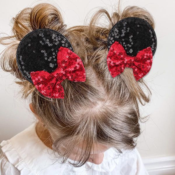

15895 cute baby girls cartoon hair clip kids seqins bowknot barrette 2pcs set barrettes children hair accessory, Slivery;white
